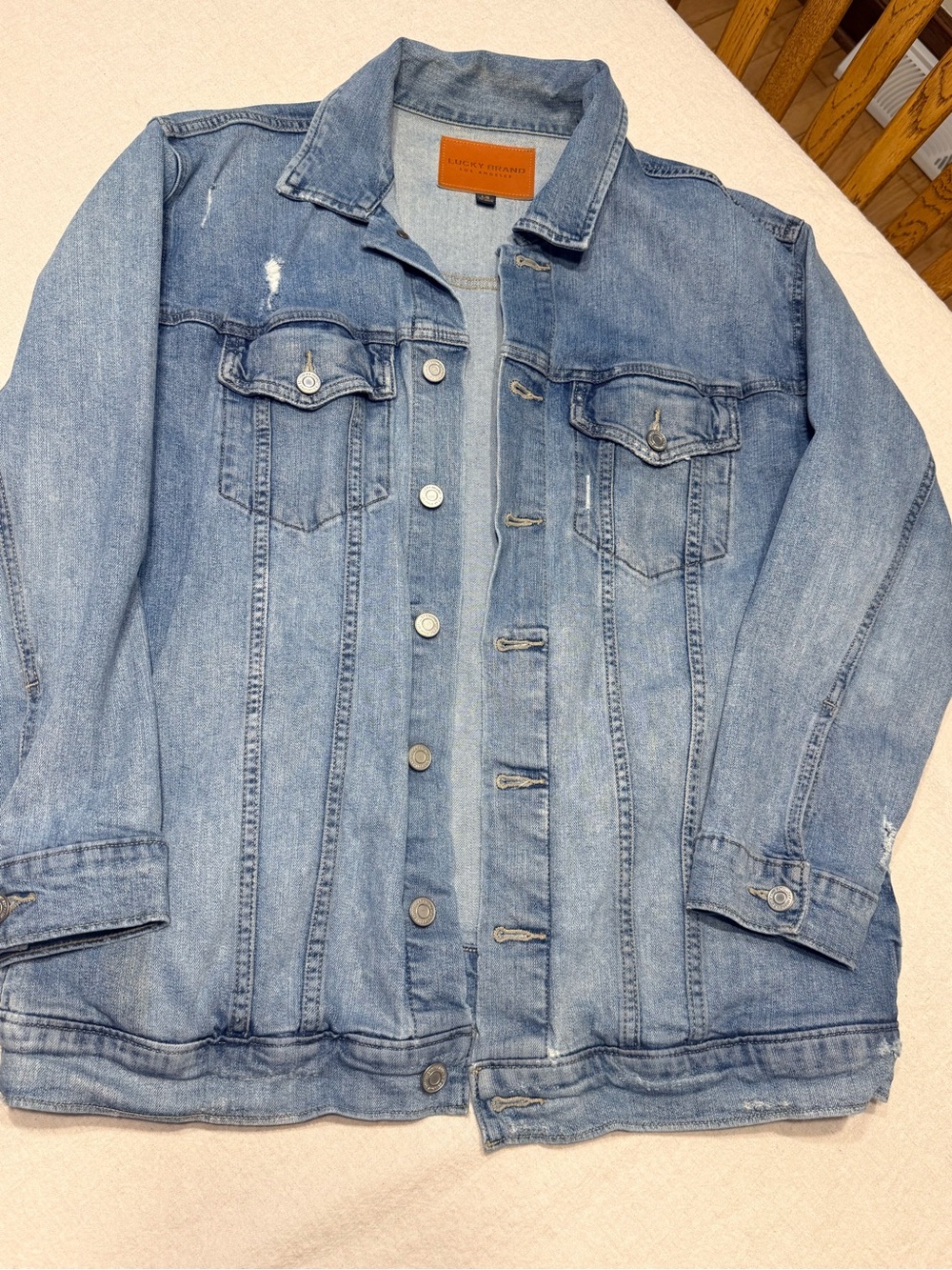 Lucky Brand Light Blue distressed Denim Jacket